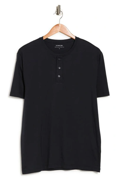 Vince Navy Pima Cotton Henley In Coastal