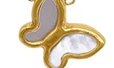 Shop Adornia 14k Yellow Gold Plated Brass Mother Of Pearl Butterfly Pendant Necklace In White