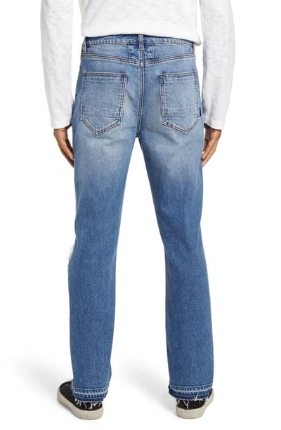 Shop Six Week Residency Slim Fit Straight Leg Stretch Jeans In Distressed True Indigo