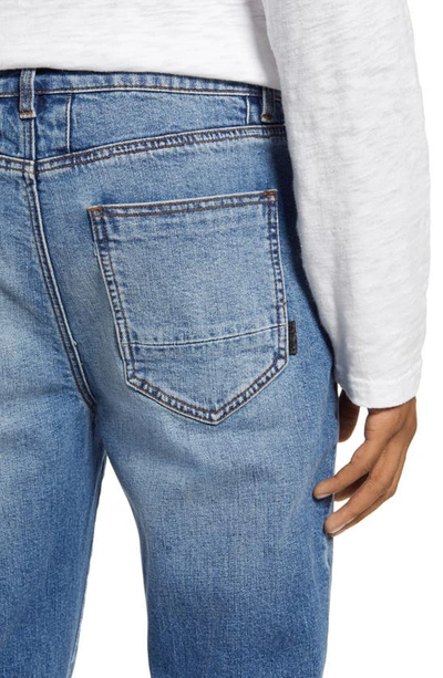 Shop Six Week Residency Slim Fit Straight Leg Stretch Jeans In Distressed True Indigo