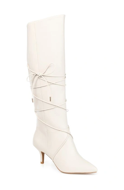 Journee Collection Kaavia Wrapped Tie Tall Boot In Bone