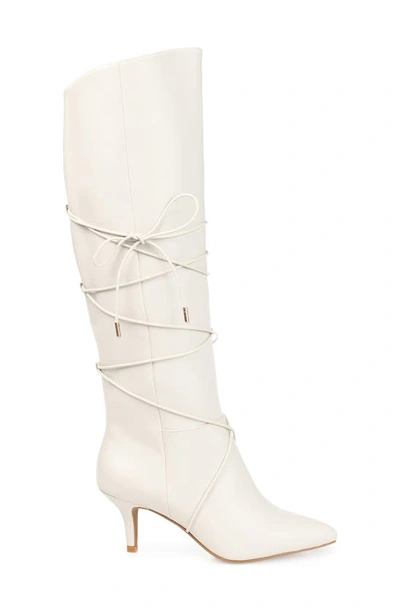 Journee Collection Kaavia Wrapped Tie Tall Boot In Bone
