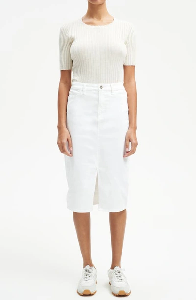 Shop Jen7 Denim Pencil Skirt In Clean White