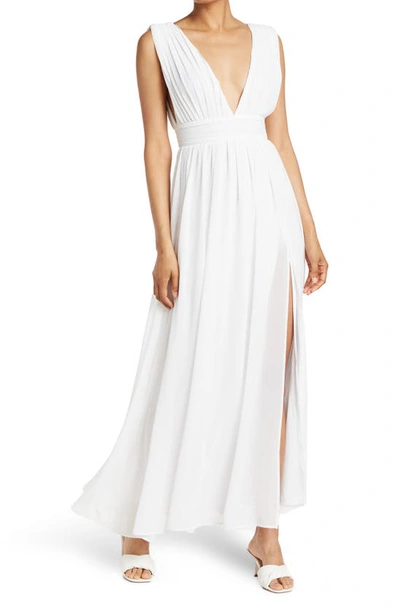 Shop Love By Design Athen Plunging V-neck Maxi Dress In Ivory