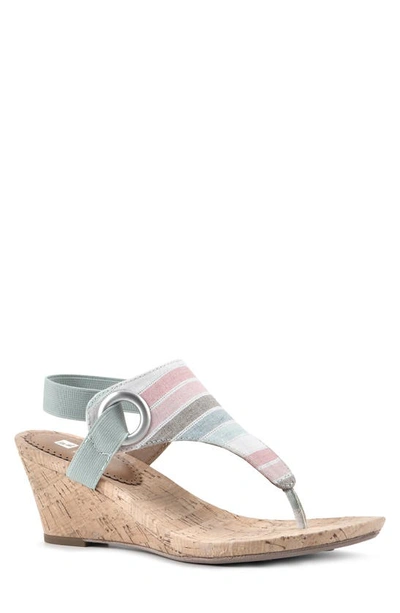 Shop White Mountain Aida Cork Wedge Sandal In Sage/ Multi/ Stripe/ Fa