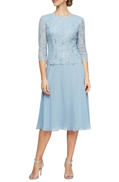 Shop Alex Evenings Faux Two-piece Cocktail Dress In Sky Blue