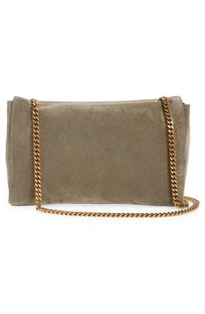 Shop Saint Laurent Kate Supple Reversible Leather Shoulder Bag In Grey Kaki/ Grey Kaki