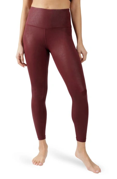 Shop 90 Degree By Reflex Faux Cracked Leather High Rise Ankle Leggings In Cracked Maroonish