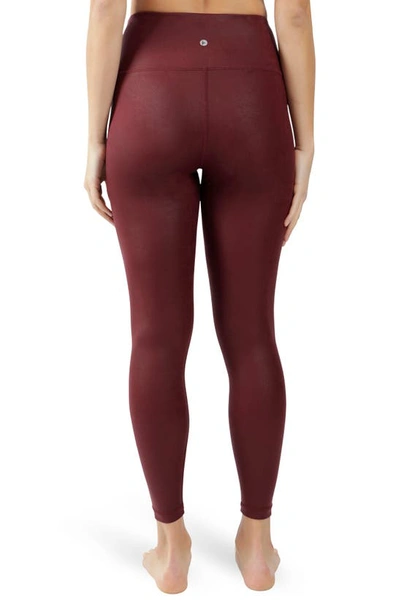 Shop 90 Degree By Reflex Faux Cracked Leather High Rise Ankle Leggings In Cracked Maroonish