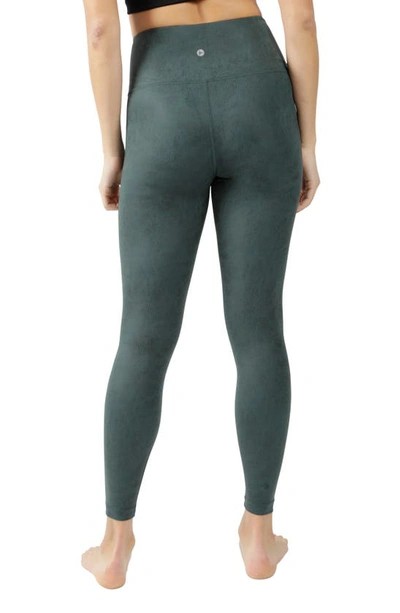 Shop 90 Degree By Reflex Faux Cracked Leather High Rise Ankle Leggings In Cracked Frosted Emerald