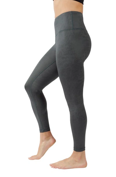 Shop 90 Degree By Reflex Faux Cracked Leather High Rise Ankle Leggings In Cracked Dark Sage