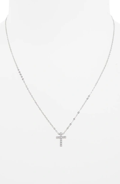 Shop Nadri Cross Necklace In Dnu_silver