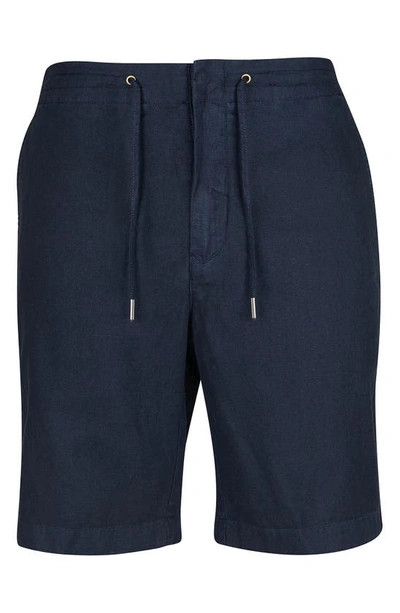Shop Barbour Linen & Cotton Blend Shorts In City Navy