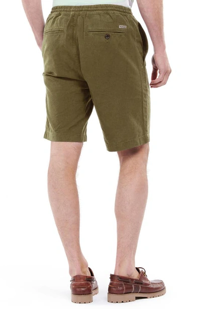 Shop Barbour Linen & Cotton Blend Shorts In Military Green