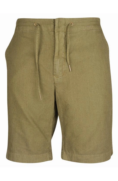 Shop Barbour Linen & Cotton Blend Shorts In Military Green