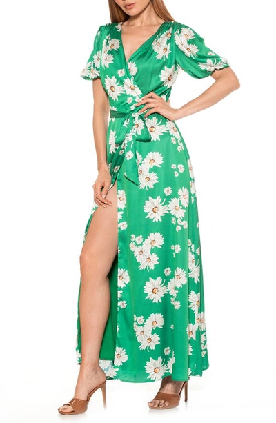 Shop Alexia Admor Mikayla Wrap Maxi Dress In Green Daisy