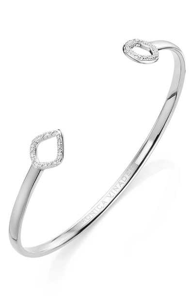 Shop Monica Vinader Riva Mini Kite Diamond Cuff Bracelet In Silver/ Diamond