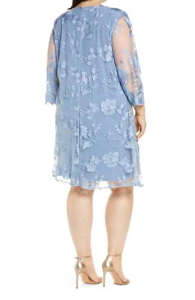 Shop Alex Evenings Embroidered Lace Mock Jacket Cocktail Dress In Hydrangea