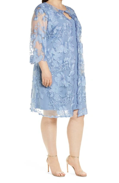 Shop Alex Evenings Embroidered Lace Mock Jacket Cocktail Dress In Hydrangea