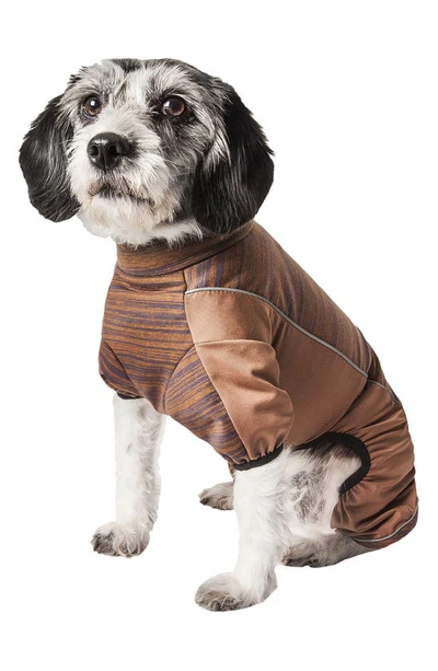 Shop Petkit The Pet Life Active 'chase-pacer' Full Bodied Heathered Tracksuit In Brown And Pattern