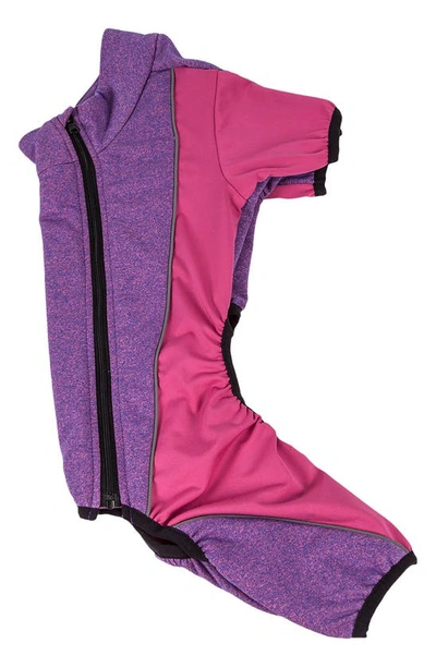 Shop Petkit The Pet Life Active 'chase-pacer' Full Bodied Heathered Tracksuit In Pink And Purple