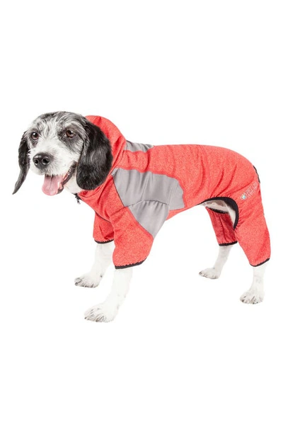 Shop Petkit Pet Life® Active Fur-breeze Tone-on-tone Full Bodied Hoodie In Fire Red And Light Gray