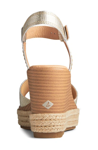 Shop Sperry Top-sider Fairwater Plushwave Leather Wedge Sandal In Gold