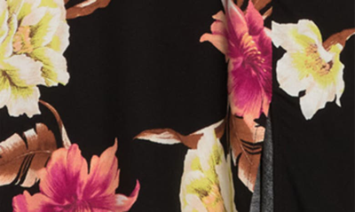 Shop Afrm Jamie Print Open Back Short Sleeve Dress In Noir Tropical