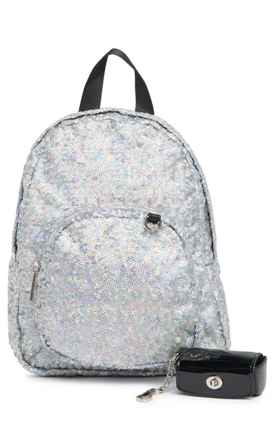 Shop Madden Girl Sequin Zip Backpack In Silver