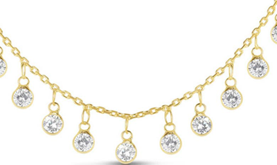 Sphera Milano Sterling Silver Cubic Zirconia Charm Necklace In Yellow Gold