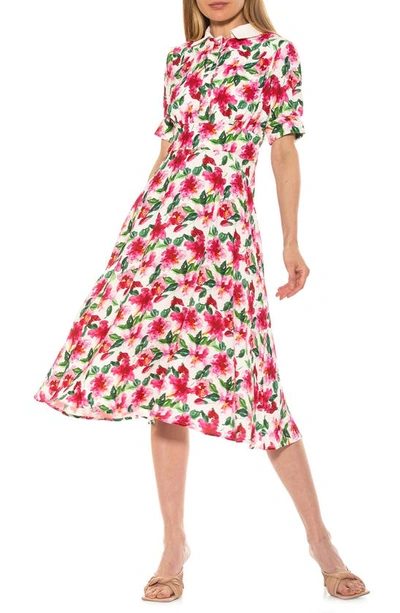 Shop Alexia Admor Printed Spread Collar Midi Dress In Summer Garden