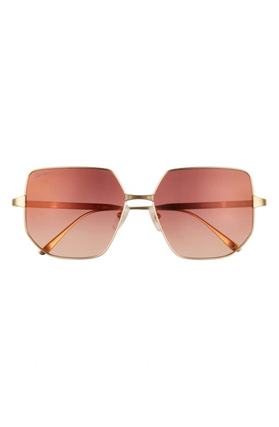 Shop Cartier Polarized Square Sunglasses In Gold/pink