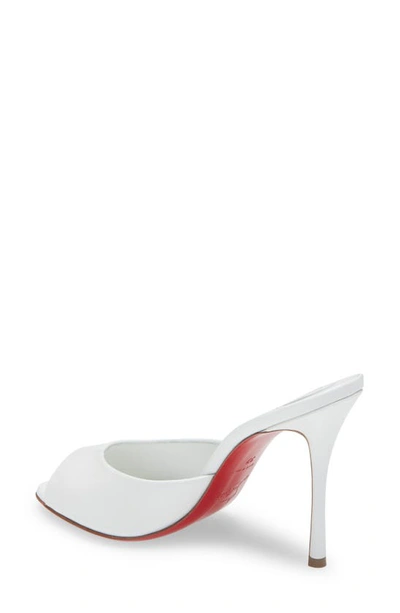 Christian Louboutin 100mm Miss Z Metallic Leather Mule Sandals In Bianco