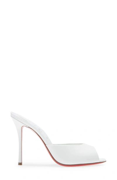 Christian Louboutin 100mm Miss Z Metallic Leather Mule Sandals In Bianco