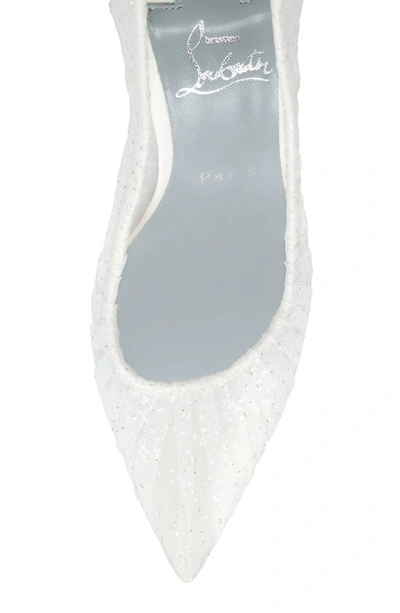 Shop Christian Louboutin Kate Draperia Pointed Toe Pump In White/ Silver/ Blue