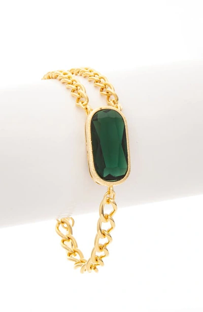 Shop Rivka Friedman Multi Chain & Crystal Bracelet In 18k Gold Clad / Green Crystal