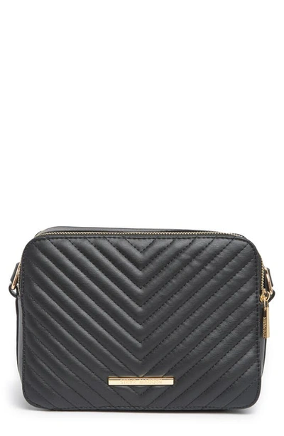 Shop Steve Madden B Danna Chevron Quilted Faux Leather Camera Bag In Black