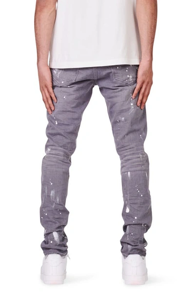 Shop Purple Painted Ripped Knee Slit Skinny Jeans In Worn Grey Knee Slit