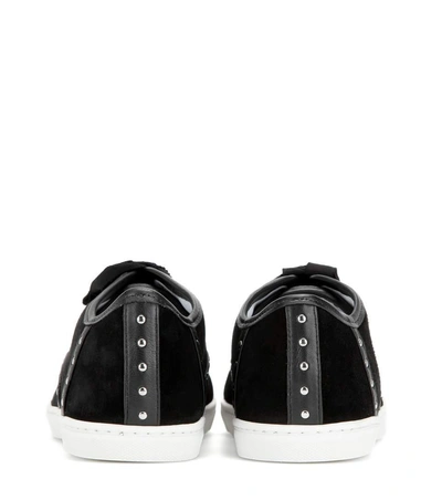 Shop Lanvin Embellished Suede And Leather Sneakers