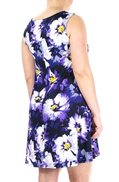 Nina Leonard Scoop Neck Sleeveless Dress In Grapevine Shadow Floral