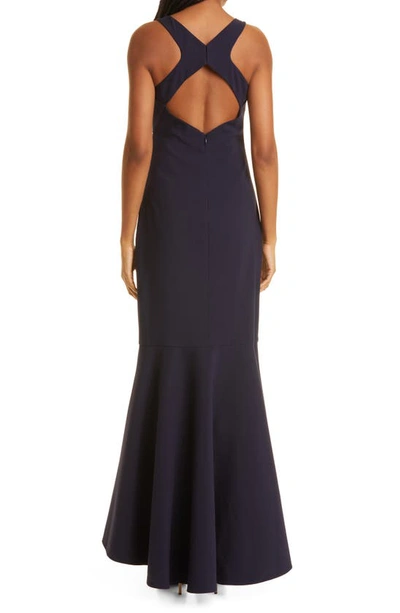 Shop Likely Barnes Cross Back High-low Gown In Navy