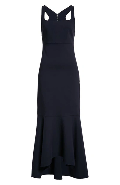 Shop Likely Barnes Cross Back High-low Gown In Navy