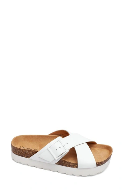 Shop Lisa Vicky Benefit Slide Sandal In White Leather