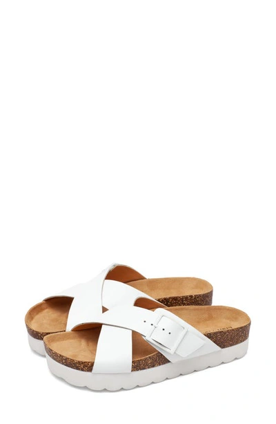 Shop Lisa Vicky Benefit Slide Sandal In White Leather