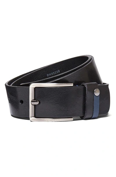 Shop Ted Baker Keepsak Contrast Keeper Leather Belt In Black