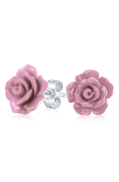Bling Jewelry 3d Rose Stud Earrings In Light Purple