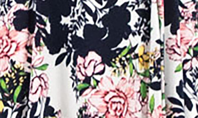 Nina Leonard Sylvia Stretch Crepe Midi Dress In Navy Pink Multi