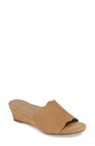 Shop Bettye Muller Seema Suede Wedge Mule In Tan Suede