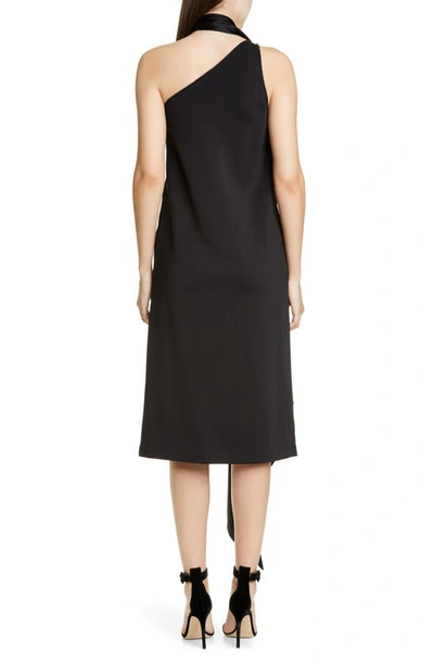 Shop St John St. John Collectors One-shoulder Compact Knit Cocktail Dress In Caviar