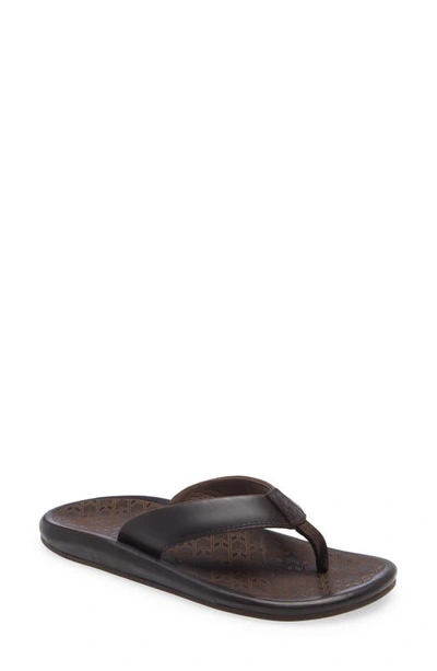 Shop Olukai Ilikai Flip Flop In Dk Wood / Dk Wood